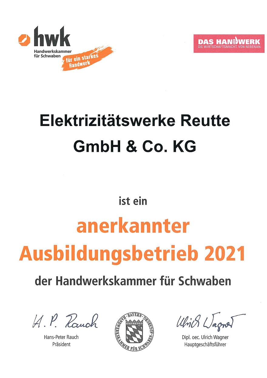 Zertifikat Ausbildungsbetrieb