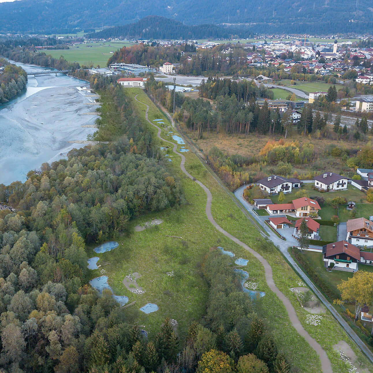 Visualisierung Grünfläche statt Wasserkanal nach Projektabschluss