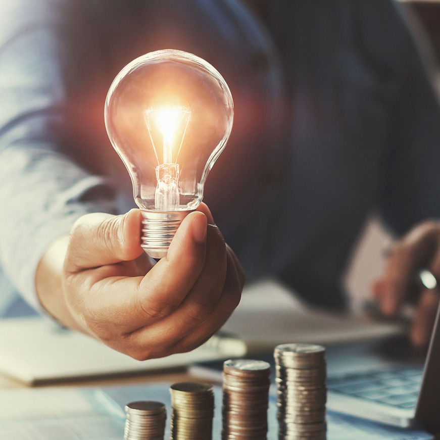 Glühbirne welche für Energiesparen steht